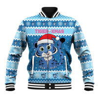 Personalized Blue Tiger Christmas Baseball Jacket Kawaii Derpy Tiger Santa Mode - Wonder Print Shop