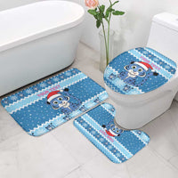 Personalized Blue Tiger Christmas Bathroom Set Kawaii Derpy Tiger Santa Mode - Wonder Print Shop