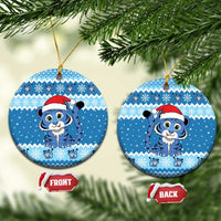 Blue Tiger Christmas Ceramic Ornament Kawaii Derpy Tiger Santa Mode - Wonder Print Shop