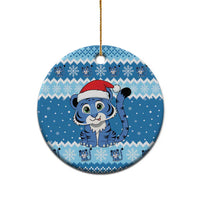 Blue Tiger Christmas Ceramic Ornament Kawaii Derpy Tiger Santa Mode - Wonder Print Shop