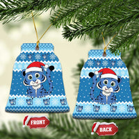 Blue Tiger Christmas Ceramic Ornament Kawaii Derpy Tiger Santa Mode - Wonder Print Shop