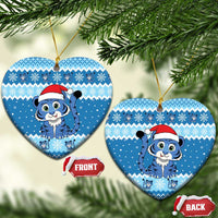 Blue Tiger Christmas Ceramic Ornament Kawaii Derpy Tiger Santa Mode - Wonder Print Shop