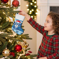 Blue Tiger Christmas Stocking Kawaii Derpy Tiger Santa Mode - Wonder Print Shop