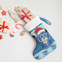 Blue Tiger Christmas Stocking Kawaii Derpy Tiger Santa Mode - Wonder Print Shop