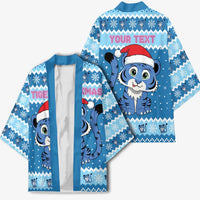 Personalized Blue Tiger Christmas Kimono Kawaii Derpy Tiger Santa Mode - Wonder Print Shop