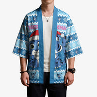 Personalized Blue Tiger Christmas Kimono Kawaii Derpy Tiger Santa Mode - Wonder Print Shop