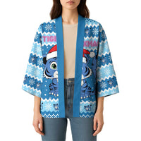 Personalized Blue Tiger Christmas Kimono Kawaii Derpy Tiger Santa Mode - Wonder Print Shop