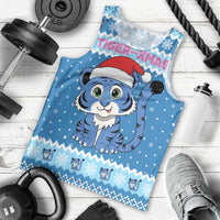 Personalized Blue Tiger Christmas Men Tank Top Kawaii Derpy Tiger Santa Mode - Wonder Print Shop