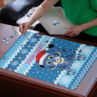 Personalized Blue Tiger Christmas Puzzle Kawaii Derpy Tiger Santa Mode - Wonder Print Shop