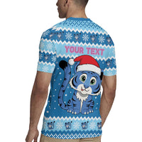 Personalized Blue Tiger Christmas Rugby Jersey Kawaii Derpy Tiger Santa Mode - Wonder Print Shop