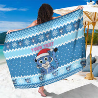 Personalized Blue Tiger Christmas Sarong Kawaii Derpy Tiger Santa Mode - Wonder Print Shop