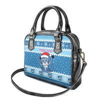 Personalized Blue Tiger Christmas Shoulder Handbag Kawaii Derpy Tiger Santa Mode - Wonder Print Shop