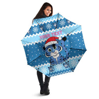 Personalized Blue Tiger Christmas Umbrella Kawaii Derpy Tiger Santa Mode - Wonder Print Shop