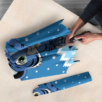 Personalized Blue Tiger Christmas Umbrella Kawaii Derpy Tiger Santa Mode - Wonder Print Shop