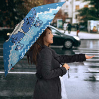 Personalized Blue Tiger Christmas Umbrella Kawaii Derpy Tiger Santa Mode - Wonder Print Shop