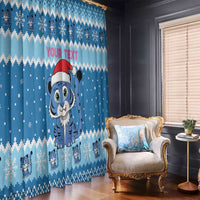 Personalized Blue Tiger Christmas Window Curtain Kawaii Derpy Tiger Santa Mode - Wonder Print Shop