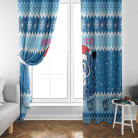 Personalized Blue Tiger Christmas Window Curtain Kawaii Derpy Tiger Santa Mode - Wonder Print Shop