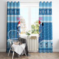 Personalized Blue Tiger Christmas Window Curtain Kawaii Derpy Tiger Santa Mode - Wonder Print Shop
