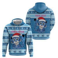 Personalized Blue Tiger Christmas Zip Hoodie Kawaii Derpy Tiger Santa Mode - Wonder Print Shop