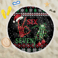 Funny Six Seven Skeleton Hand Beach Blanket Meme Gen Alpha Slang - Wonder Print Shop