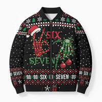 Funny Six Seven Skeleton Hand Bomber Puffer Jacket Meme Gen Alpha Slang - Wonder Print Shop