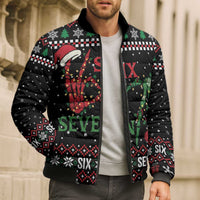 Funny Six Seven Skeleton Hand Bomber Puffer Jacket Meme Gen Alpha Slang - Wonder Print Shop