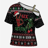 Funny Six Seven Skeleton Hand Cross Shoulder Shirt Meme Gen Alpha Slang - Wonder Print Shop