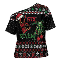 Funny Six Seven Skeleton Hand Cross Shoulder Shirt Meme Gen Alpha Slang - Wonder Print Shop