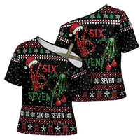 Funny Six Seven Skeleton Hand Cross Shoulder Shirt Meme Gen Alpha Slang - Wonder Print Shop