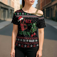 Funny Six Seven Skeleton Hand Cross Shoulder Shirt Meme Gen Alpha Slang - Wonder Print Shop