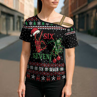 Funny Six Seven Skeleton Hand Cross Shoulder Shirt Meme Gen Alpha Slang - Wonder Print Shop