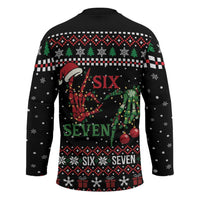 Funny Six Seven Skeleton Hand Hockey Jersey Meme Gen Alpha Slang - Wonder Print Shop