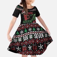 Funny Six Seven Skeleton Hand Kid Short Sleeve Dress Meme Gen Alpha Slang - Wonder Print Shop