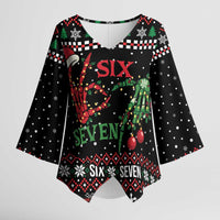 Funny Six Seven Skeleton Hand Kimono Sleeve Blouse Meme Gen Alpha Slang - Wonder Print Shop