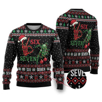 Funny Six Seven Skeleton Hand Ugly Christmas Sweater Meme Gen Alpha Slang - Wonder Print Shop