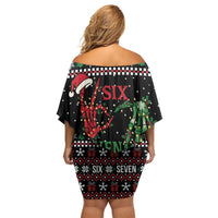 Funny Six Seven Skeleton Hand Off Shoulder Short Dress Meme Gen Alpha Slang - Wonder Print Shop