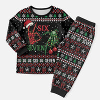 Funny Six Seven Skeleton Hand Christmas Pajama Set Meme Gen Alpha Slang - Wonder Print Shop