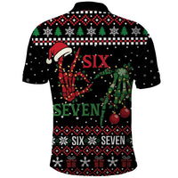 Funny Six Seven Skeleton Hand Polo Shirt Meme Gen Alpha Slang - Wonder Print Shop