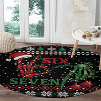 Funny Six Seven Skeleton Hand Round Carpet Meme Gen Alpha Slang - Wonder Print Shop