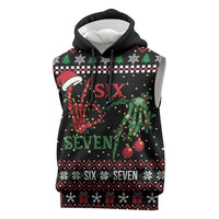 Funny Six Seven Skeleton Hand Sleeveless Hoodie Meme Gen Alpha Slang - Wonder Print Shop