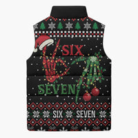 Funny Six Seven Skeleton Hand Sleeveless Puffer Jacket Meme Gen Alpha Slang - Wonder Print Shop