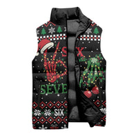 Funny Six Seven Skeleton Hand Sleeveless Puffer Jacket Meme Gen Alpha Slang - Wonder Print Shop