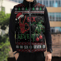 Funny Six Seven Skeleton Hand Sleeveless Puffer Jacket Meme Gen Alpha Slang - Wonder Print Shop