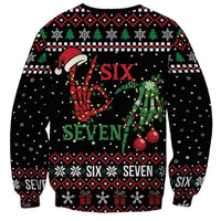 Funny Six Seven Skeleton Hand Sweatshirt Meme Gen Alpha Slang - Wonder Print Shop