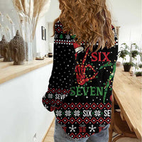 Funny Six Seven Skeleton Hand Women Casual Shirt Meme Gen Alpha Slang - Wonder Print Shop