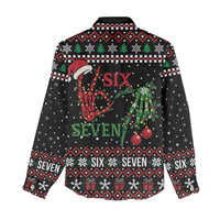 Funny Six Seven Skeleton Hand Women Casual Shirt Meme Gen Alpha Slang - Wonder Print Shop