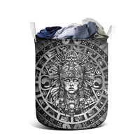 Mexico Aztec Warrior Goddess Laundry Basket Aztec Skull Tribal Calender Silver Spirit - Wonder Print Shop