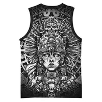 Mexico Aztec Warrior Goddess Basketball Jersey Aztec Skull Tribal Calender Silver Spirit - Wonder Print Shop