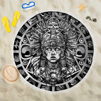 Mexico Aztec Warrior Goddess Beach Blanket Aztec Skull Tribal Calender Silver Spirit - Wonder Print Shop