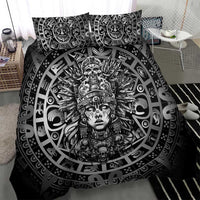 Mexico Aztec Warrior Goddess Bedding Set Aztec Skull Tribal Calender Silver Spirit - Wonder Print Shop